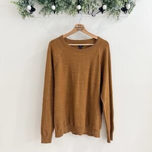 NEW J.Crew Budded Raglan Sleeve Crewneck Brown Cotton Sweater Size large